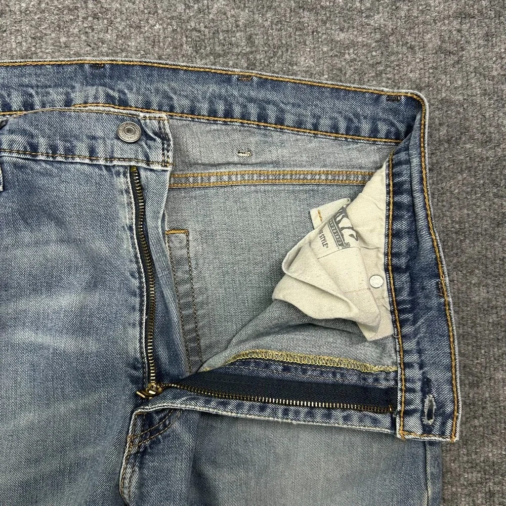 Levi's 513 Slim Jeans Mens 39X33 Blue Denim Zip Fly Straight Leg Classic - Flaws
